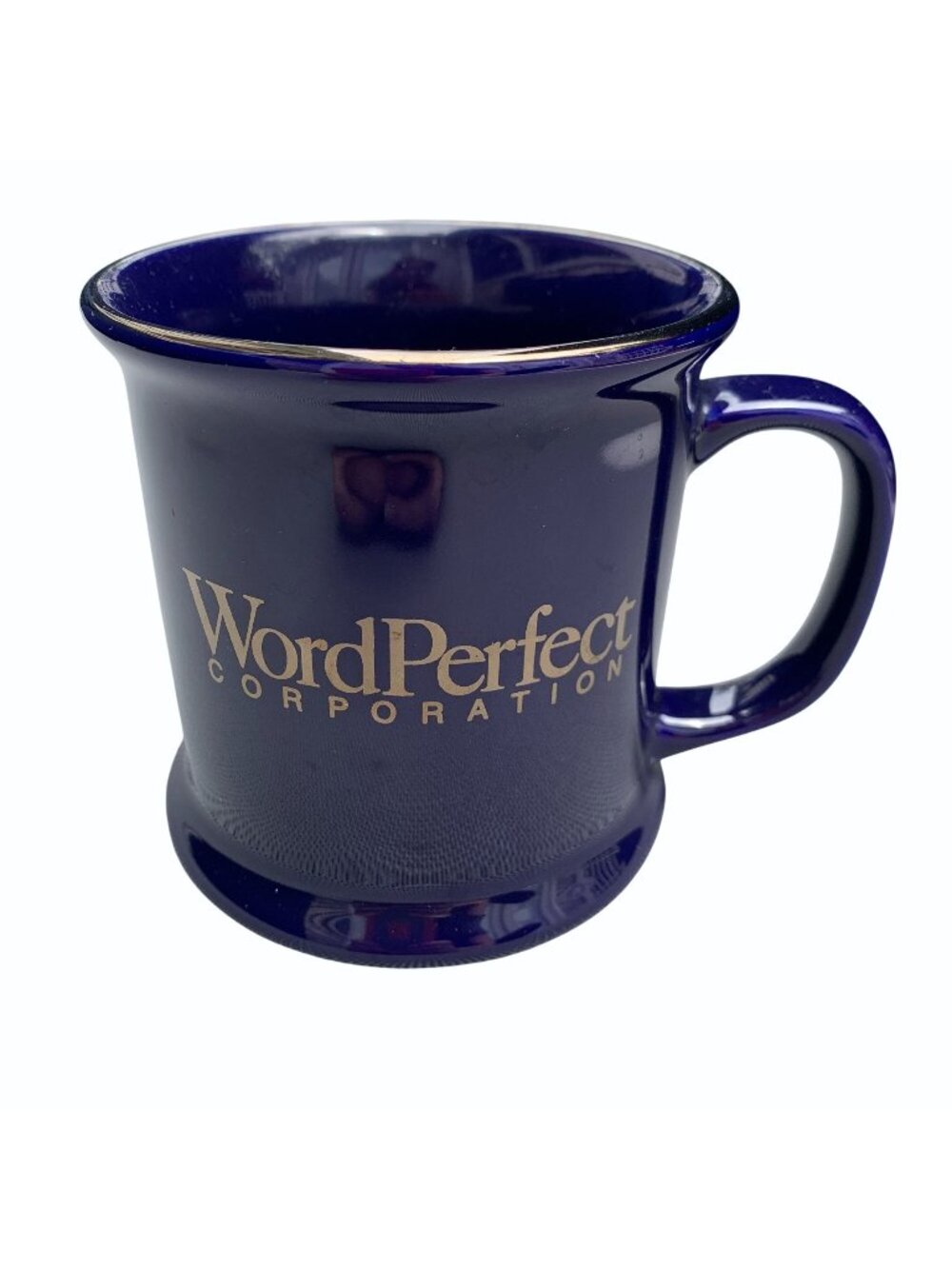 WordPerfect Corporation Blue Mug Gold Trim Vintage Dead Tech